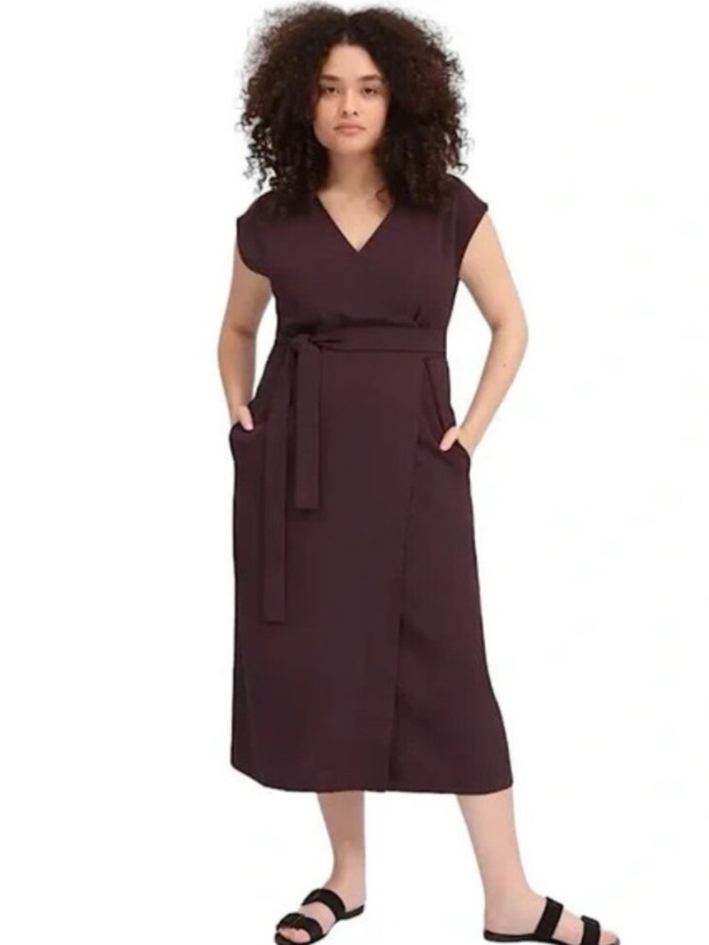 Everlane Plum Wrap Midi Dress